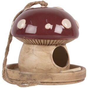 Clayre & Eef Domek dla Ptaków 13x13 cm Beżowo-Czerwony