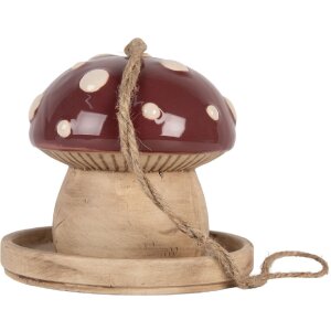 Clayre & Eef Domek dla Ptaków 13x13 cm Beżowo-Czerwony