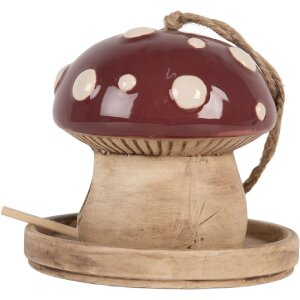 Clayre & Eef Domek dla Ptaków 13x13 cm Beżowo-Czerwony
