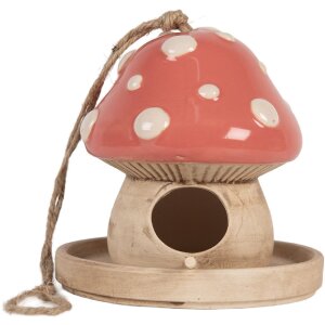 Clayre & Eef Domek dla Ptaków Beżowo-Różowy 13 cm