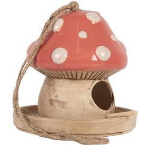 Clayre & Eef Domek dla Ptaków Beżowo-Różowy 13 cm