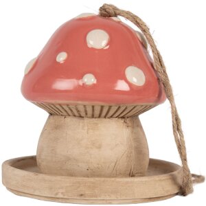 Clayre & Eef Domek dla Ptaków Beżowo-Różowy 13 cm