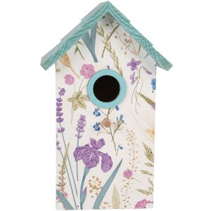Clayre & Eef Domek dla ptaków 15x10x22 cm Biel-Turkus