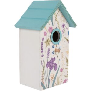 Clayre & Eef Domek dla ptaków 15x10x22 cm Biel-Turkus