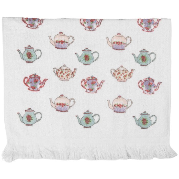 Clayre & Eef CT035 Ręcznik gościnny 40x66 cm biały z niebieskim detalem
