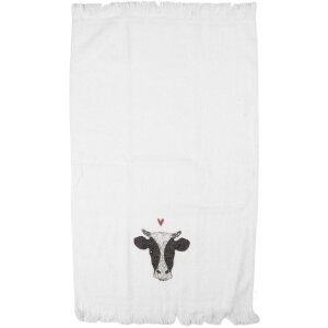 Clayre & Eef CT036 Ręcznik gościnny biały z czarnym wzorem 40x66 cm