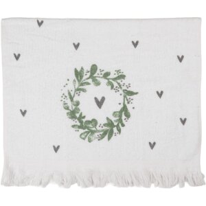 Clayre & Eef CTLNL Ręcznik gościnny 40x66 cm biało-zielony