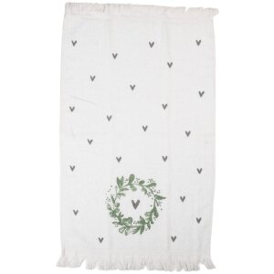 Clayre & Eef CTLNL Ręcznik gościnny 40x66 cm biało-zielony