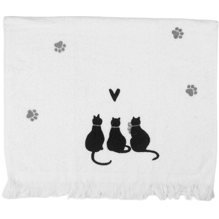 Clayre & Eef Ręcznik gościnny 40x66 cm biało-czarny