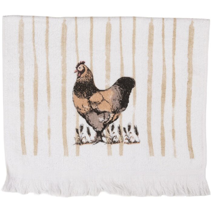 Clayre & Eef CTRFL-1 Ręcznik gościnny 40x66 cm biało-brązowy