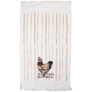 Clayre & Eef CTRFL-1 Ręcznik gościnny 40x66 cm biało-brązowy