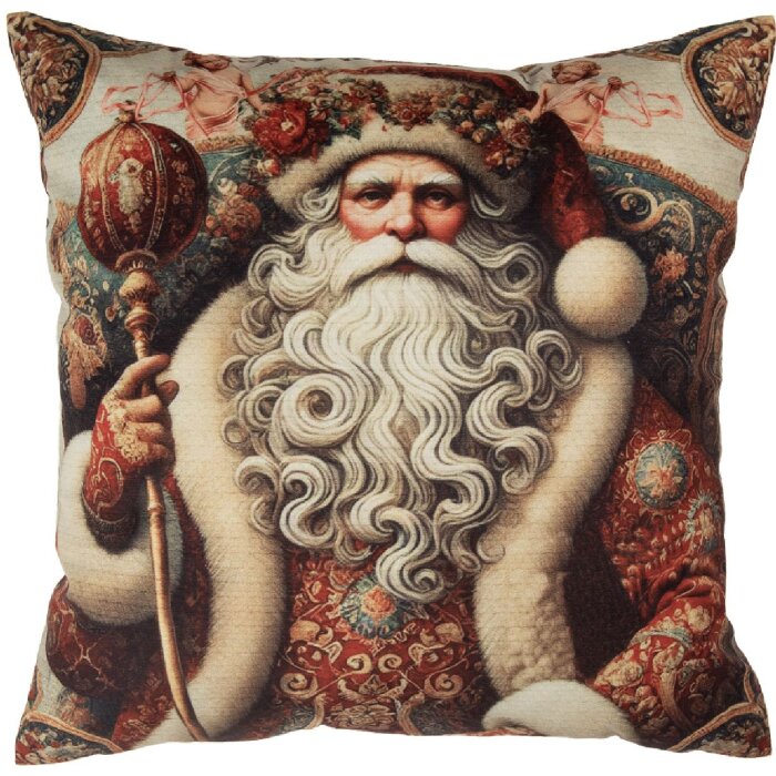 Clayre & Eef Poszewka na poduszkę 45x45 cm Beżowo-Czerwona