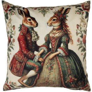 Clayre & Eef NE22 Poszewka 45x45 cm Beżowo-Czerwona
