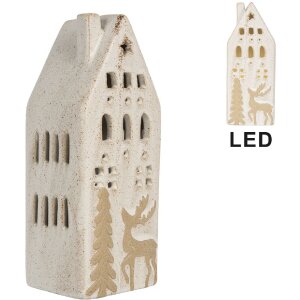 Clayre & Eef Dom z LED 7x6x19 cm - Dekoracja Świąteczna