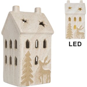 Clayre & Eef Dom z LED 10x9x18 cm - Dekoracja Świąteczna