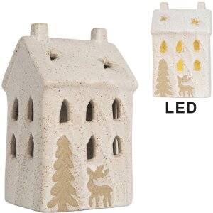 Clayre & Eef Domek z LED 9x7x15 cm - Dekoracja Świąteczna
