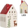 Clayre & Eef Dom z LED 6x5x10 cm Biało-Czerwony