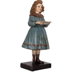 Clayre & Eef Dekoracja Kobieta 15x14x31 cm Beżowo-Niebieska