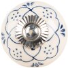 Clayre & Eef 66270 Klamka do drzwi ceramika beżowo-niebieska 4x3 cm