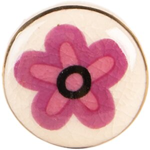 Clayre & Eef Klamka Drzwiowa 3x3 cm Beżowo-Różowa