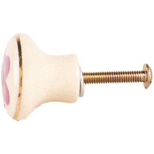 Clayre & Eef Klamka Drzwiowa 3x3 cm Beżowo-Różowa