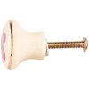 Clayre & Eef Klamka Drzwiowa 3x3 cm Beżowo-Różowa