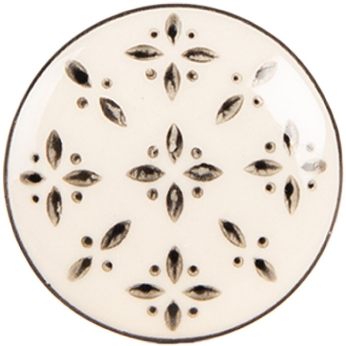 Clayre & Eef Klamka Drzwiowa Ø 4x3 cm Kremowo-Czarna