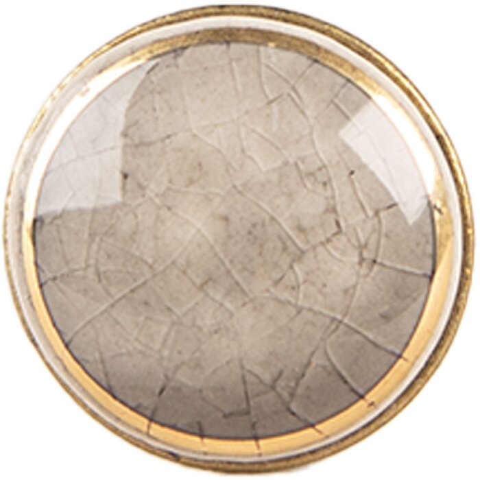Clayre & Eef Klamka Drzwiowa Ceramika Ø 3x3 cm S3 cm Szaro-Złota