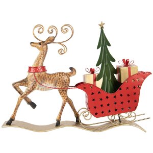 Clayre & Eef Renifer z Saniami 68x11x50 cm Brązowo-Czerwony