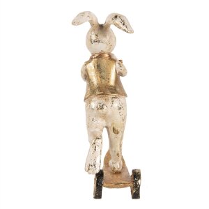 Clayre & Eef Dekoracja Królik 13x6x17 cm Biało-Złoty