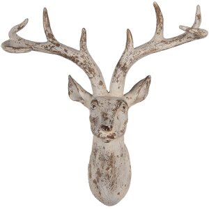 Clayre & Eef 6PR5522 Dekoracja Ścienna Jeleń 33x16x37 cm