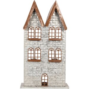 Clayre & Eef 6Y5811 Świecznik Domki 30x13x54 cm Szary