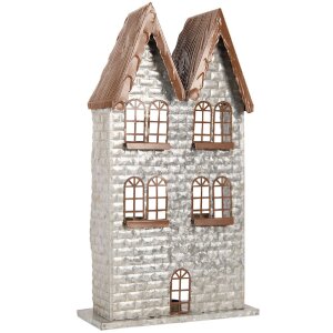 Clayre & Eef 6Y5811 Świecznik Domki 30x13x54 cm Szary