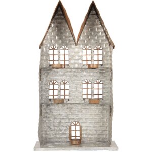 Clayre & Eef 6Y5811 Świecznik Domki 30x13x54 cm Szary
