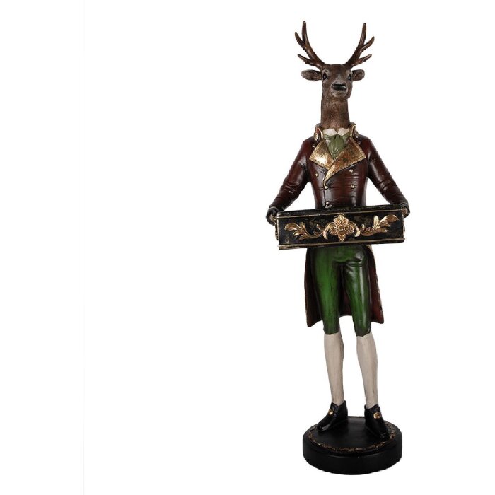 Clayre & Eef 5PR0171 Dekoracja Renifer 32x31x96 cm Brązowo-Czerwona