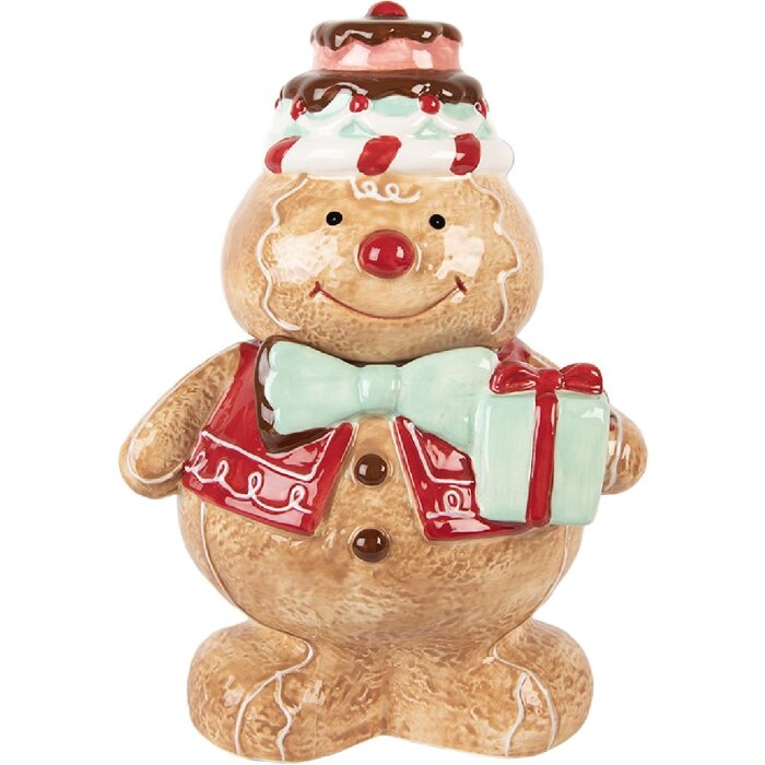 Clayre & Eef Słoik na zapasy z pokrywką 17x14x24 cm brązowo-czerwony