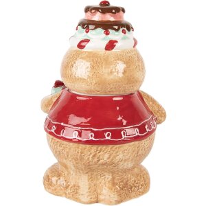 Clayre & Eef Słoik na zapasy z pokrywką 17x14x24 cm brązowo-czerwony