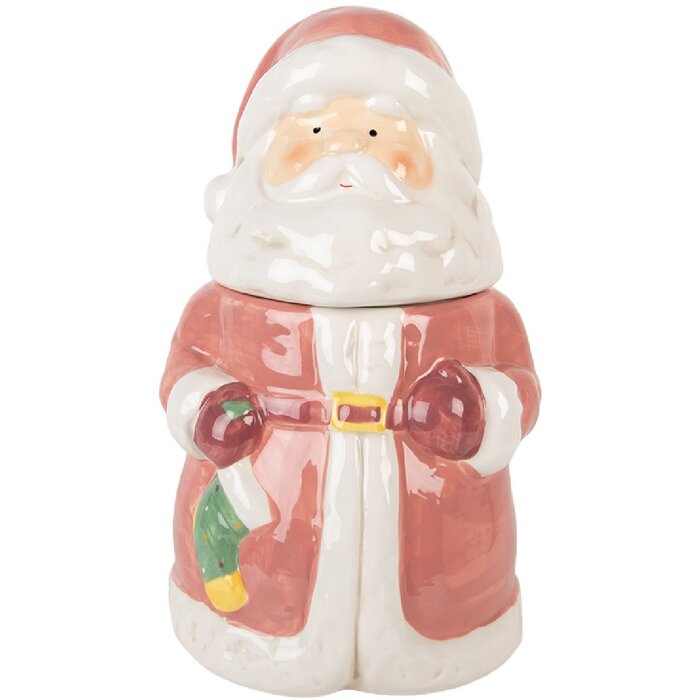 Clayre & Eef Słoik z Pokrywką 15x26 cm Różowo-Biały