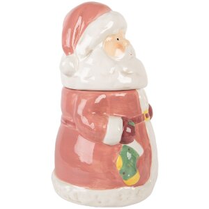 Clayre & Eef Słoik z Pokrywką 15x26 cm Różowo-Biały