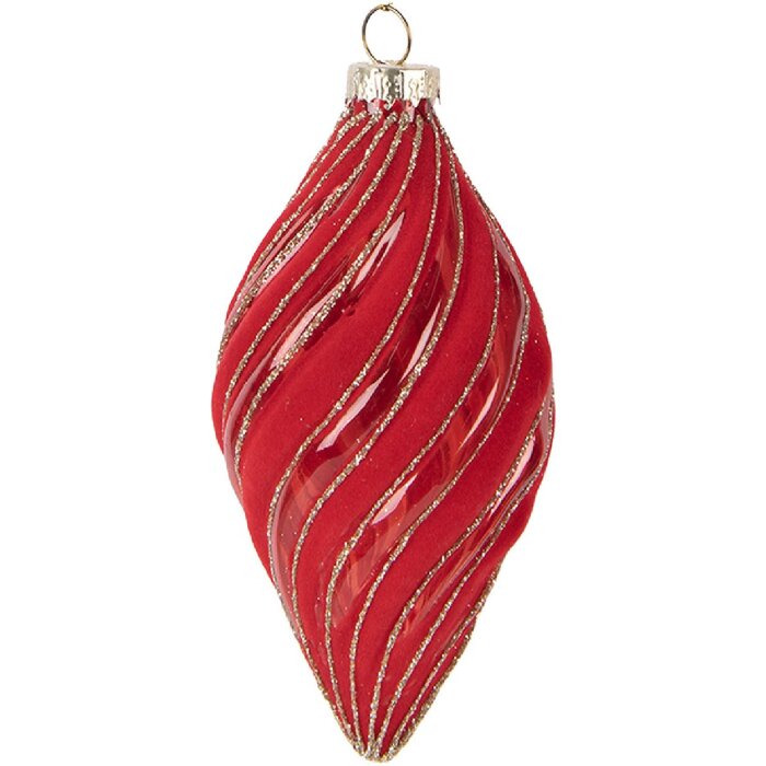 Clayre & Eef Bauble choinkowa czerwona Ø 7x13 cm