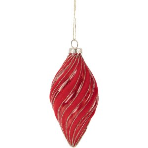 Clayre & Eef Bauble choinkowa czerwona Ø 7x13 cm