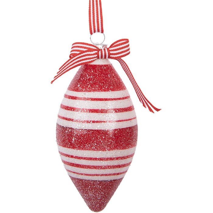 Clayre & Eef 6GL5181 Bombka choinkowa czerwono-biała 6x13 cm