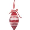 Clayre & Eef 6GL5181 Bombka choinkowa czerwono-biała 6x13 cm
