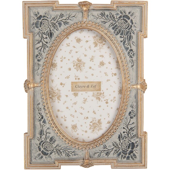 Clayre & Eef 2F1365S Ramka na zdjęcia 10x15 cm Niebiesko-Złota