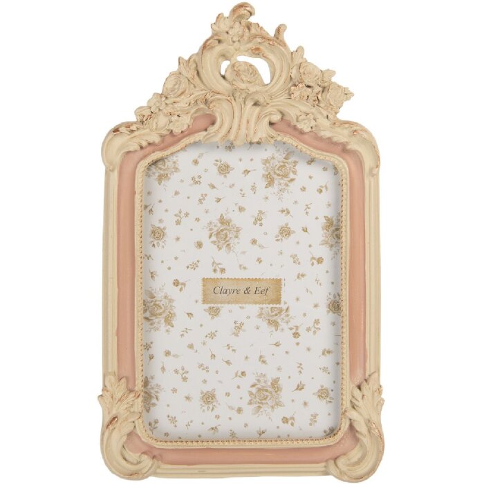 Clayre & Eef Ramka na zdjęcia 16x2x25 cm Beżowo-różowa