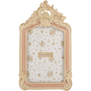 Clayre & Eef Ramka na zdjęcia 16x2x25 cm Beżowo-różowa
