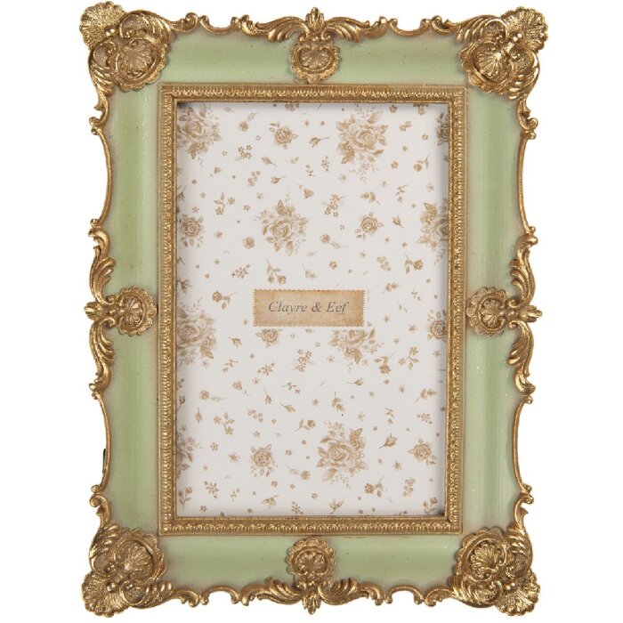 Clayre & Eef Ramka na zdjęcia 15x21 cm Zielono-Złota