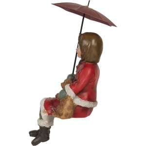 Clayre & Eef Dziecko z Psem 10x7x19 cm Czerwono-Brązowa Dekoracja