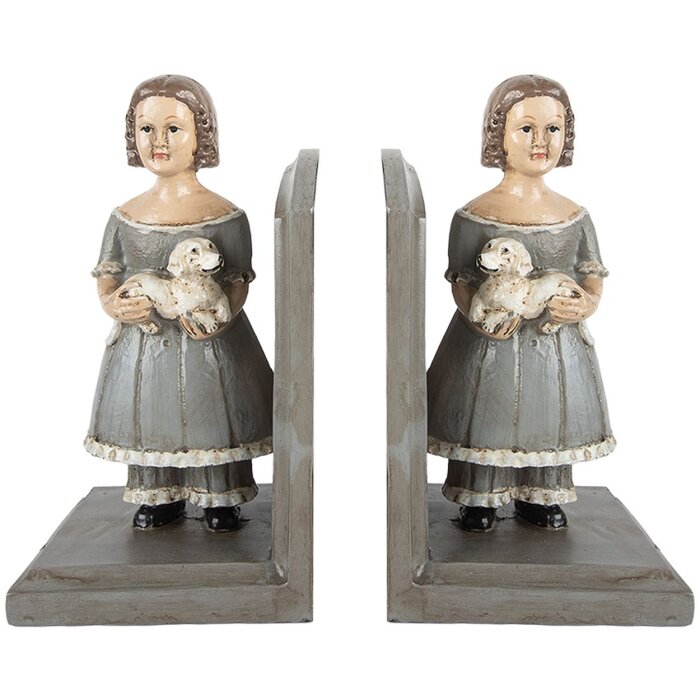 Clayre & Eef Podpórki do Książek 2 Szt. 23x11x20 cm Szare