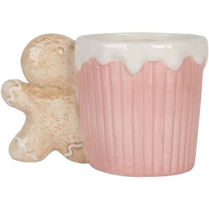 Clayre & Eef Kubek Ceramiczny 350 ml Różowo-Brązowy